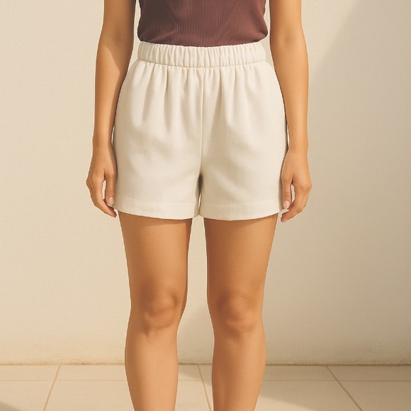 H&M Pants - H&M Cream High Waist Relaxed Fit Shorts